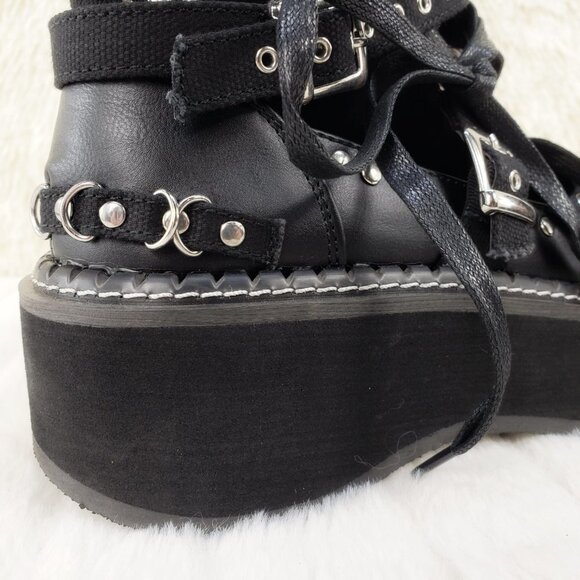 Emily Cut Out Platform Sandal Boots Goth Punk Ankle Boots - Picture 11 of 15